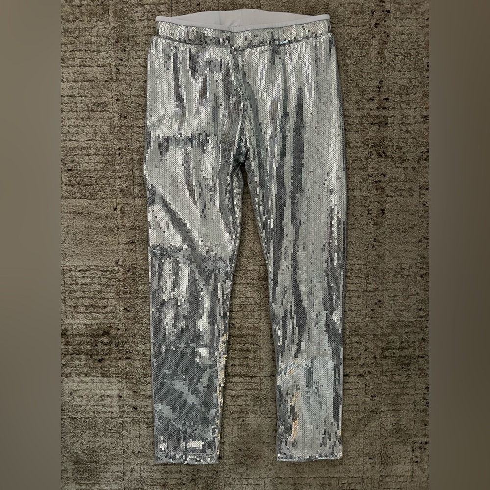 Girls Crewcuts Silver Sequins Leggings - Size 7